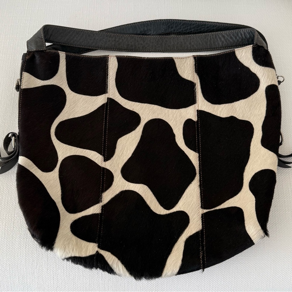Sofia C. Cow Print Haircalf Shoulder Bag